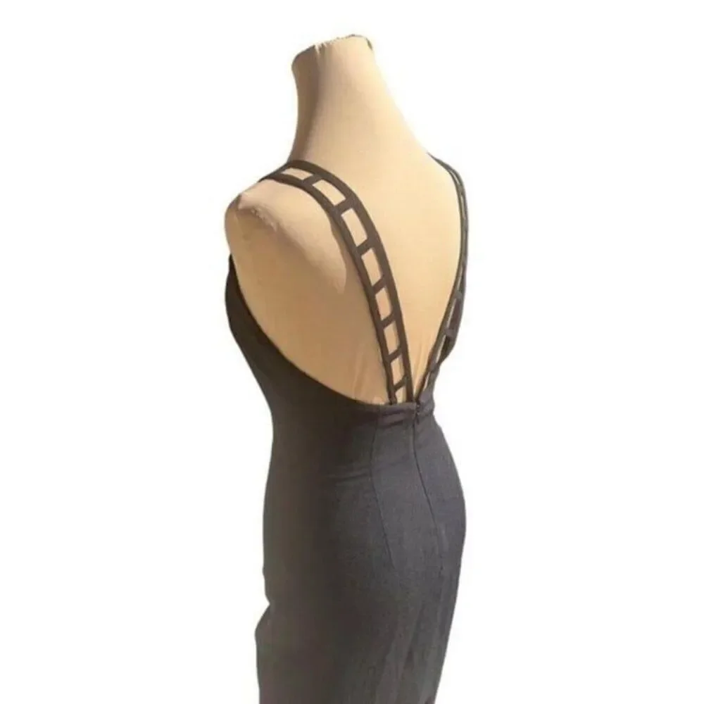 Vtg Rex Lester Black Pencil Gown Sz 2 - Picture 3 of 9